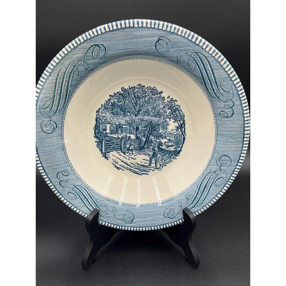 Royal Currier and Ives Serving Bowl: Home Sweet Home Blue